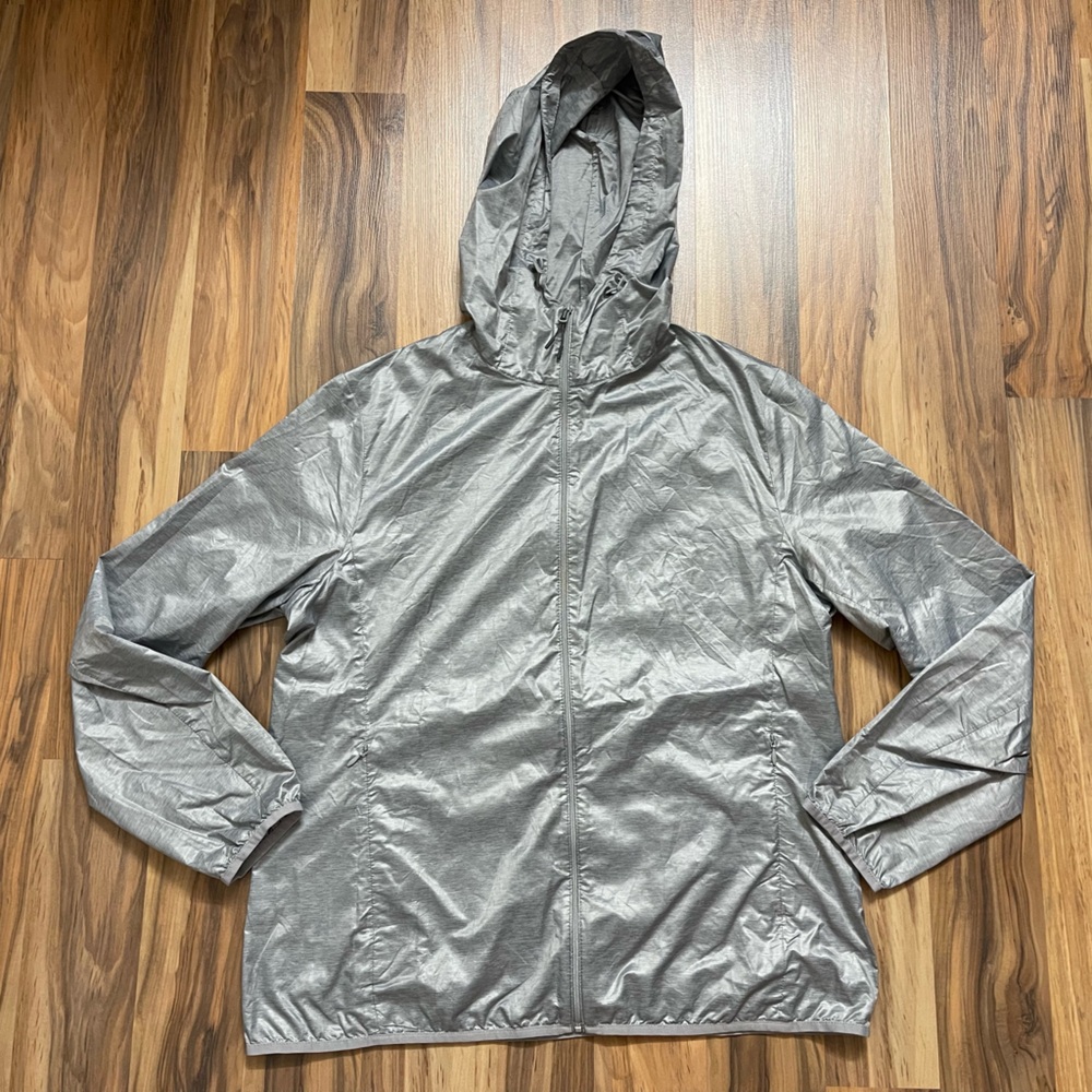 Uniqlo Silver Hooded Windbreaker Jacket